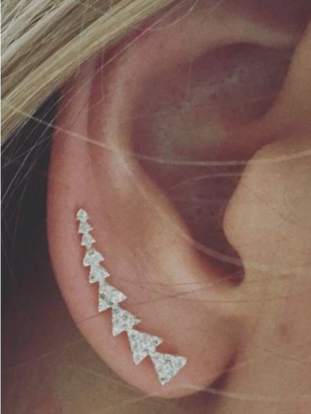 Stella & Dot Silver Triangle Pave’ Ear Climbers